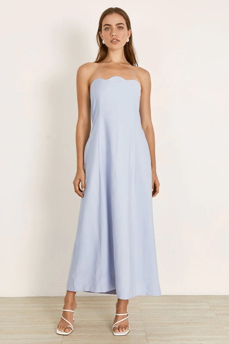 OYSTER MIDI DRESS (POWDER BLUE) Uptown On Ellen